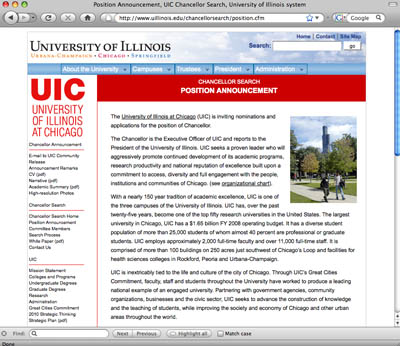 University of Illinois: UIC Chancellor search